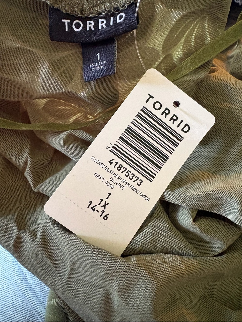 NWT Torrid Olive Green Daisy Mesh Cropped Camisole - Picture 6 of 7